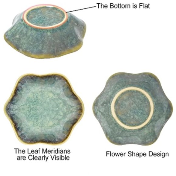 4.3" Small Ceramic Flower-Shaped Jewelry Tray - Jewelry Trinket Dish - Picture 4 of 6